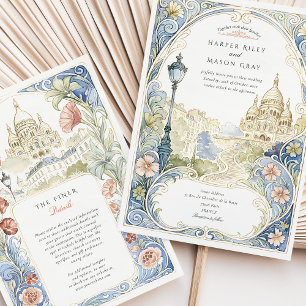 Invitation Paris Montmartre Mariage Basilique aquarelle