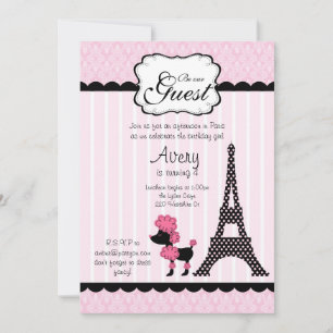Invitation Paris Pink Poodle Tour Eiffle Tea Party