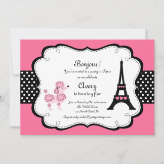 Invitation Paris Pink Poodle Tour Eiffle Tea Party