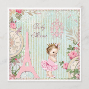 Invitation Paris Princesse dans le Baby shower chic Tutu