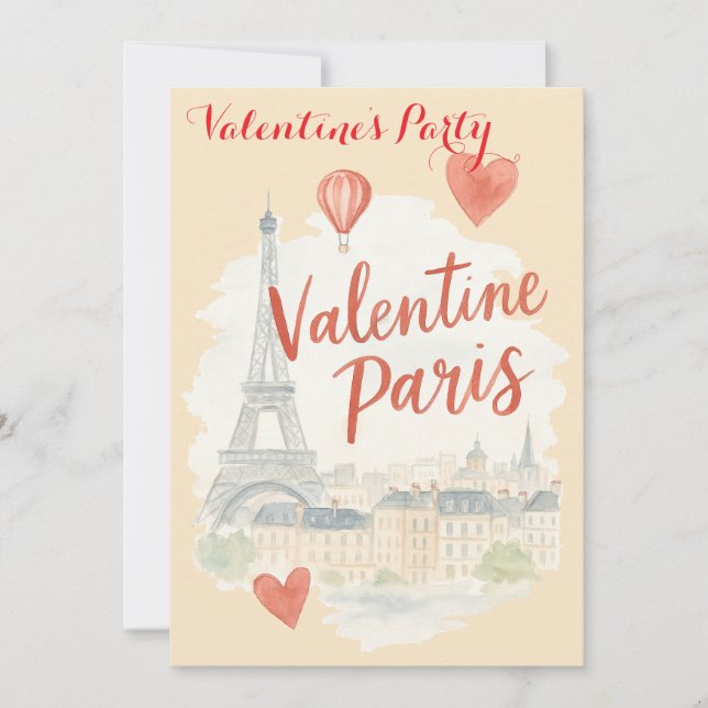 Invitation Paris Saint Valentin avec Tour Eiffel (Devant)