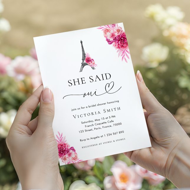Invitation Paris She Said Oui Tour Eiffel Fête des mariées (Créateur téléchargé)