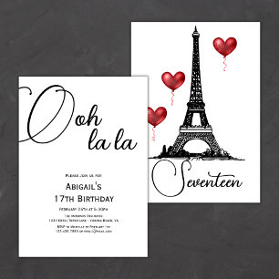Invitation Paris tendance, Tour Eiffel, Balloons rouges Anniv