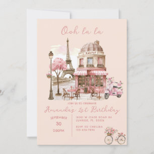 Invitation Paris Tour Eiffel Fille anniversaire