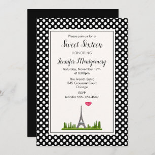 Invitation Paris Tour Eiffel Sweet sixteen anniversaire
