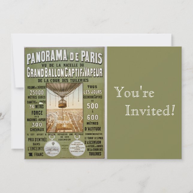 Invitation Paris Vintage| Ballons à air chaud (Devant)