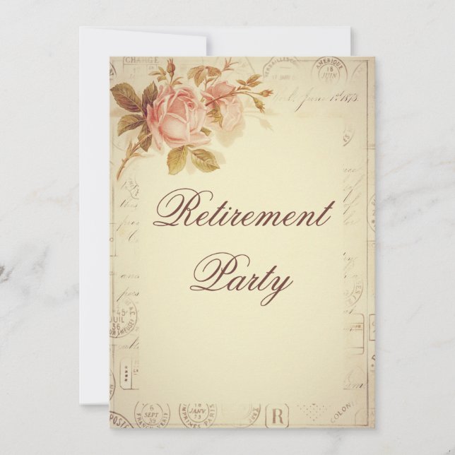Invitation Paris vintage Postmarks retraite Rose chic (Devant)