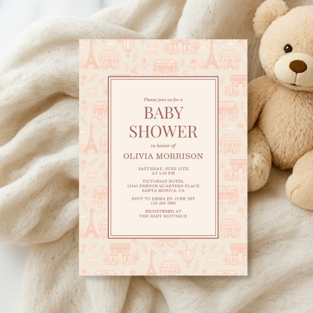 Invitation Parisian French Paris Toile Baby Shower (Créateur téléchargé)