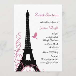 Invitation parisienne d'anniversaire (noire et