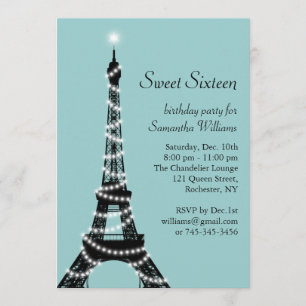 Invitation parisienne du bonbon 16 à turquoise