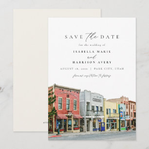 Invitation PARK CITY Utah Watercolor Mountain Enregistrer la