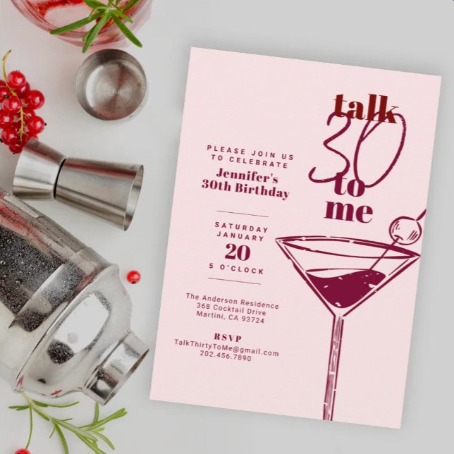 Invitation Parle 30 à Moi Cocktail Rose Fête d'anniversaire (Créateur téléchargé)