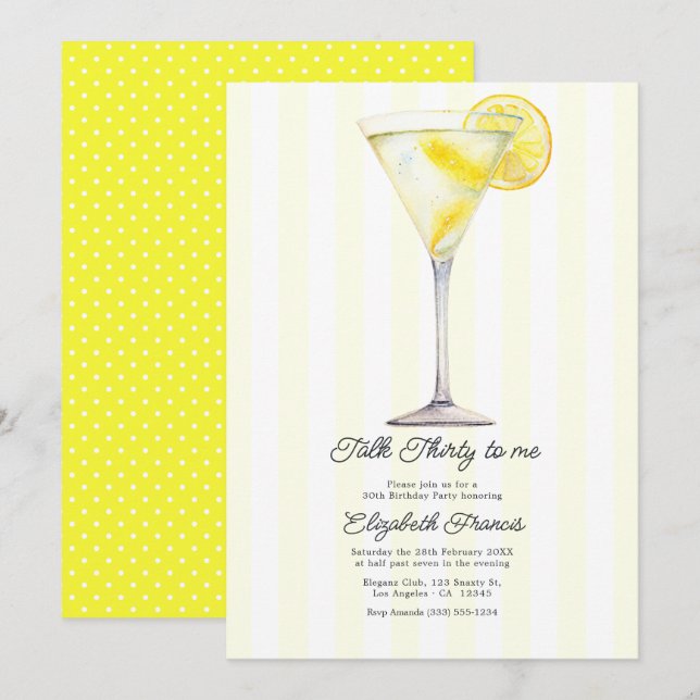 Invitation Parle-moi de tes trente ans Dirty Martini 30e anni (Devant / Derrière)