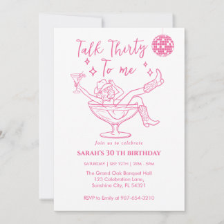 Invitation Parle-moi trente ans Anniversaire Fille rétro Fête