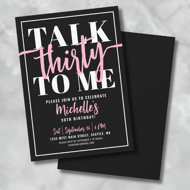 Invitation Parle-moi trente Fête d'anniversaire de 30 ans (alk Thirty To Me 30th Birthday Party Invitation)