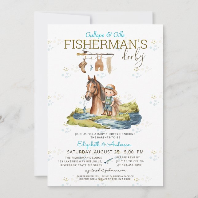 Invitation Parlez à moi Rustic Fisherman's Derby Baby shower (Devant)