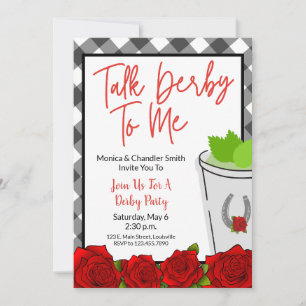 Invitation Parlez Derby à moi Horse Racing Party Roses Plaid