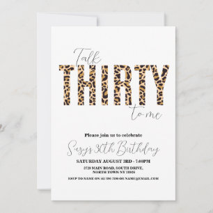 Invitation Parlez trente à moi Leopard Chic Femmes Anniversai