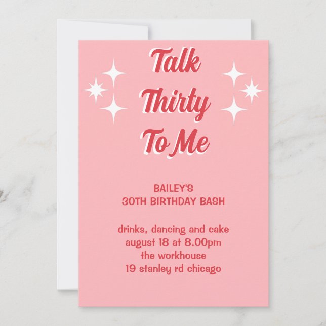 Invitation Parlez trente-moi rose poka dot anniversaire invit (Devant)