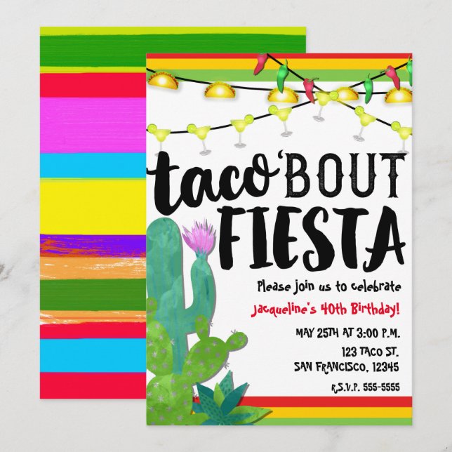 Invitation PARLONS FÊTE Anniversaire Fête Cinco De Mayo (Devant / Derrière)