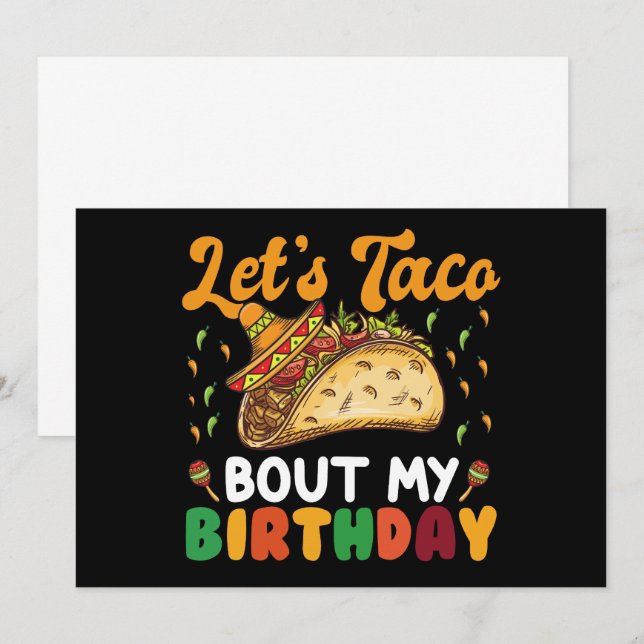 Invitation Parlons Taco De Mon Anniversaire Cinco De Mayo Fêt (Devant / Derrière)