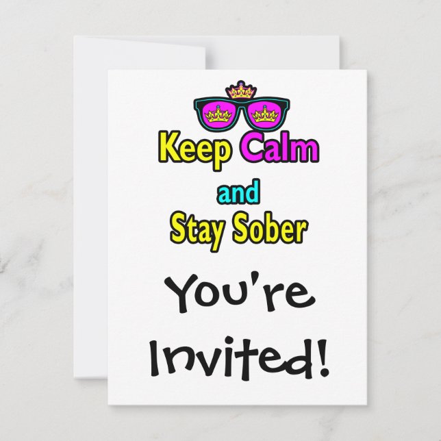 Invitation Parodie Lunettes De Soleil Couronne Gardez Le Calm (Devant)