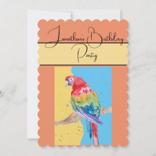 Invitation Parrot Aquarelle Garçons Anniversaire Fête Invitat