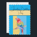 Invitation Parrot Aquarelle Garçons Anniversaire Fête Invitat<br><div class="desc">Bird Personnalisable conception de nom,  avec un nom entièrement personnalisable. Conçu à partir de ma photo et de mon écriture de jardin d'origine.</div>