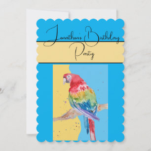 Invitation Parrot Aquarelle Garçons Anniversaire Fête Invitat