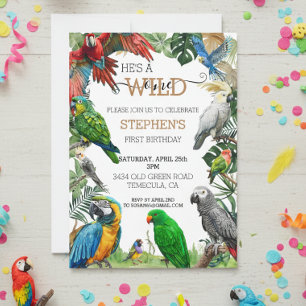 Invitation Parrot d'oiseau sauvage Un Anniversaire Cockatoo M