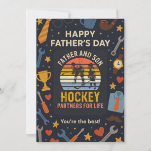 Invitation Partenaires De Hockey Père Et Fils vintages Pour L