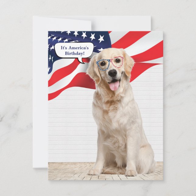Invitation Parti 4 juillet Golden Retriever (Devant)