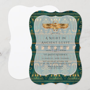 Invitation Parti à thème égyptien turquoise et Gold Foil