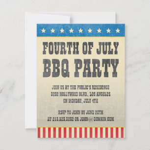 Invitation Parti américain du barbecue du 4 juillet vintage