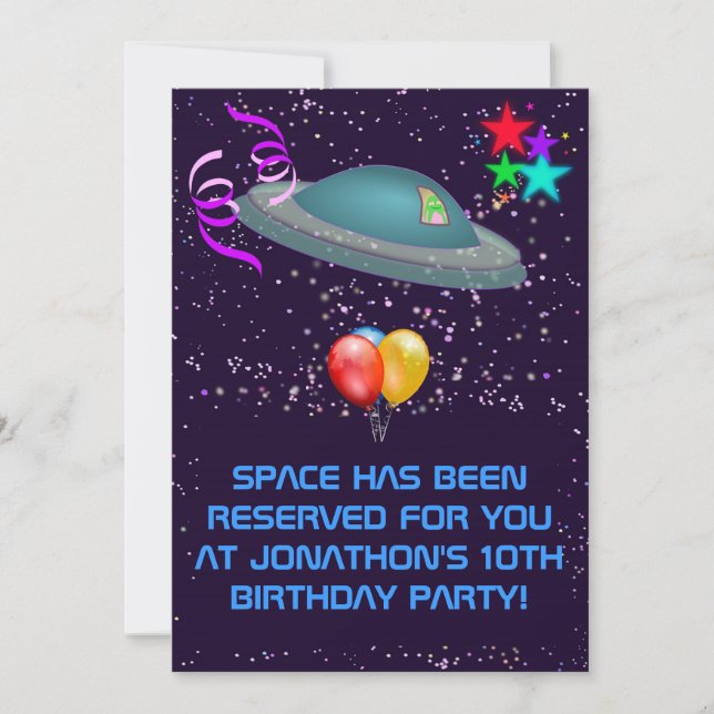 Invitation Parti Anniversaire de enfant Alien de l'espace (Devant)