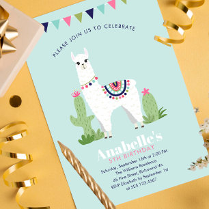Invitation Parti Anniversaire de enfant de Cute Llama
