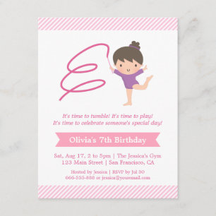 Invitation Parti Anniversaire de enfant de la gymnastique fém
