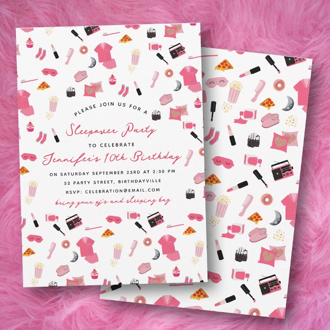 Invitation Parti Anniversaire de enfant de la partie Stwood (Slumber Party Sleepover Kids Birthday Party Invitation)