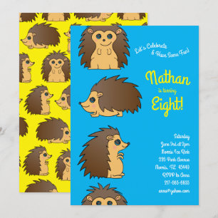 Invitation Parti Anniversaire de enfant de Porcupine Hedgehog