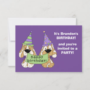 Invitation Parti Anniversaire de enfant de Purple Puppies