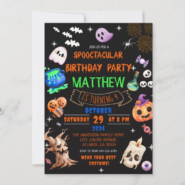 Invitation Parti Anniversaire de enfant de Spooktacular Hallo (Devant)