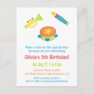 Invitation Parti Anniversaire de enfant des instruments de mu