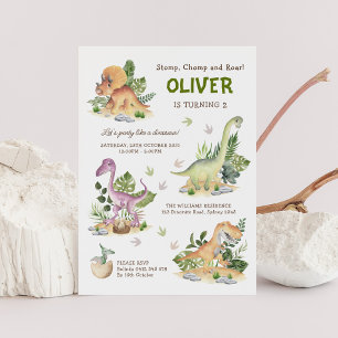 Invitation Parti Anniversaire de enfant dinosaure moderne