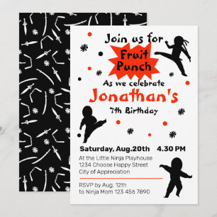 Invitation Parti Anniversaire de enfant guerrier de Cute Ninj