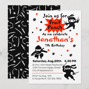 Invitation Parti Anniversaire de enfant guerrier de Cute Ninj