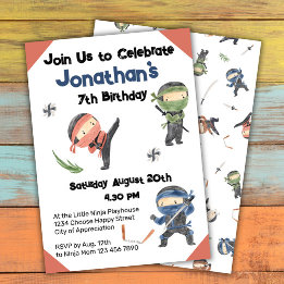 Invitation Parti Anniversaire de enfant guerrier de Cute Ninj
