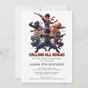Invitation Parti Anniversaire de enfant guerrier Ninja