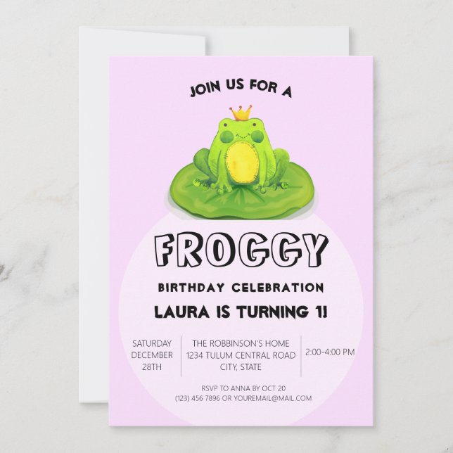 Invitation Parti Anniversaire de enfant King Frog (Devant)