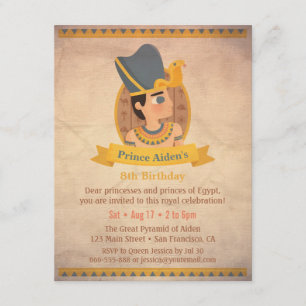 Invitation Parti Anniversaire de enfant Pharaon Égyptien