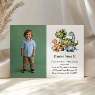 Invitation Parti Anniversaire de enfant Photo Cute Boy Dinosa